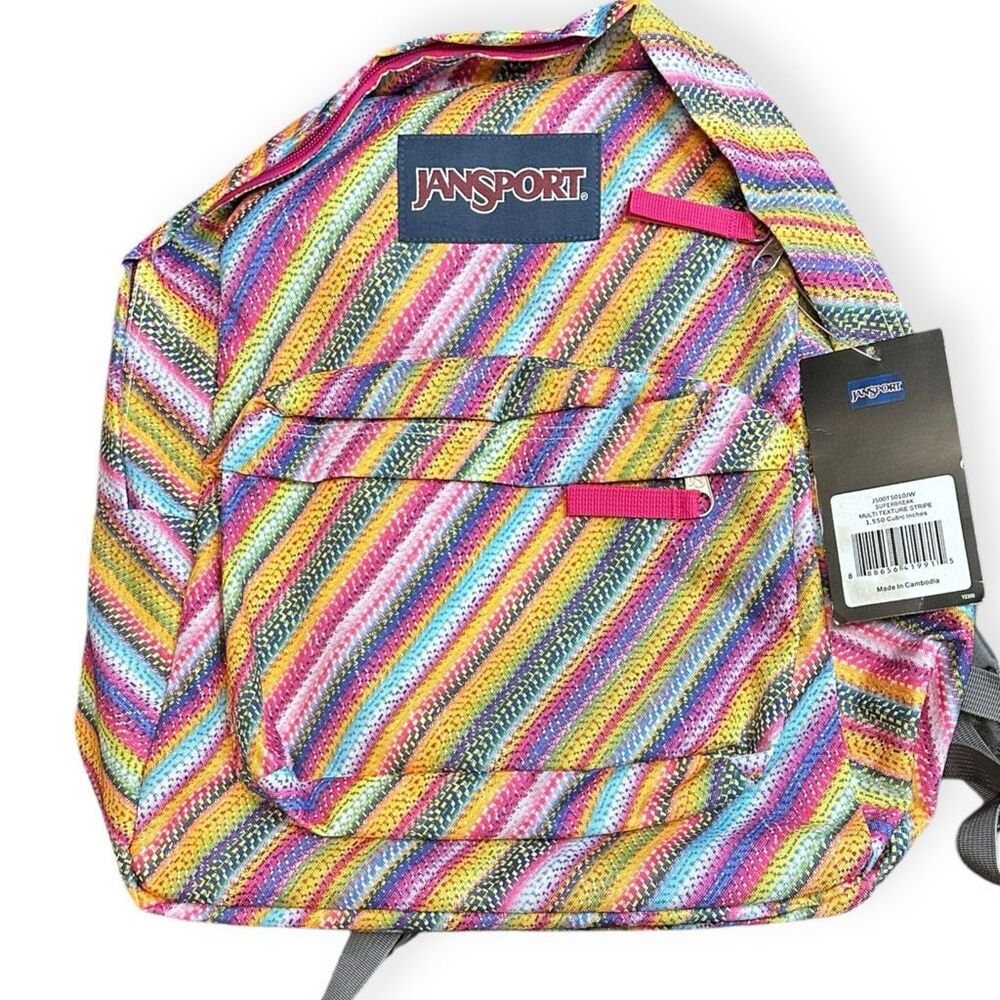 JANSPORT Multicolor Rainbow Stripe SuperBreak Backpack One Size